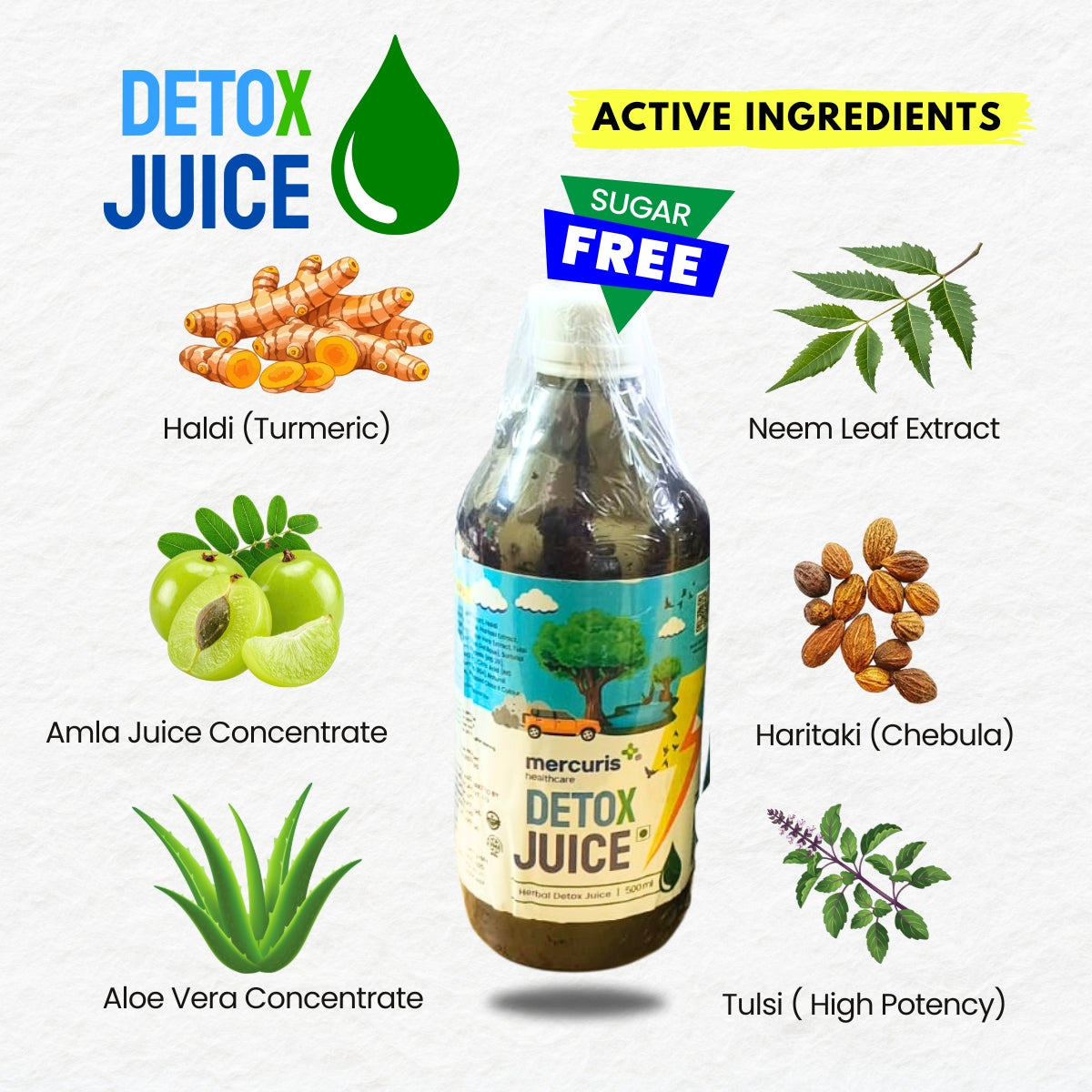 Mercuris Herbal Detox Juice - Wellness Juice Natural Flavour (500 ml)