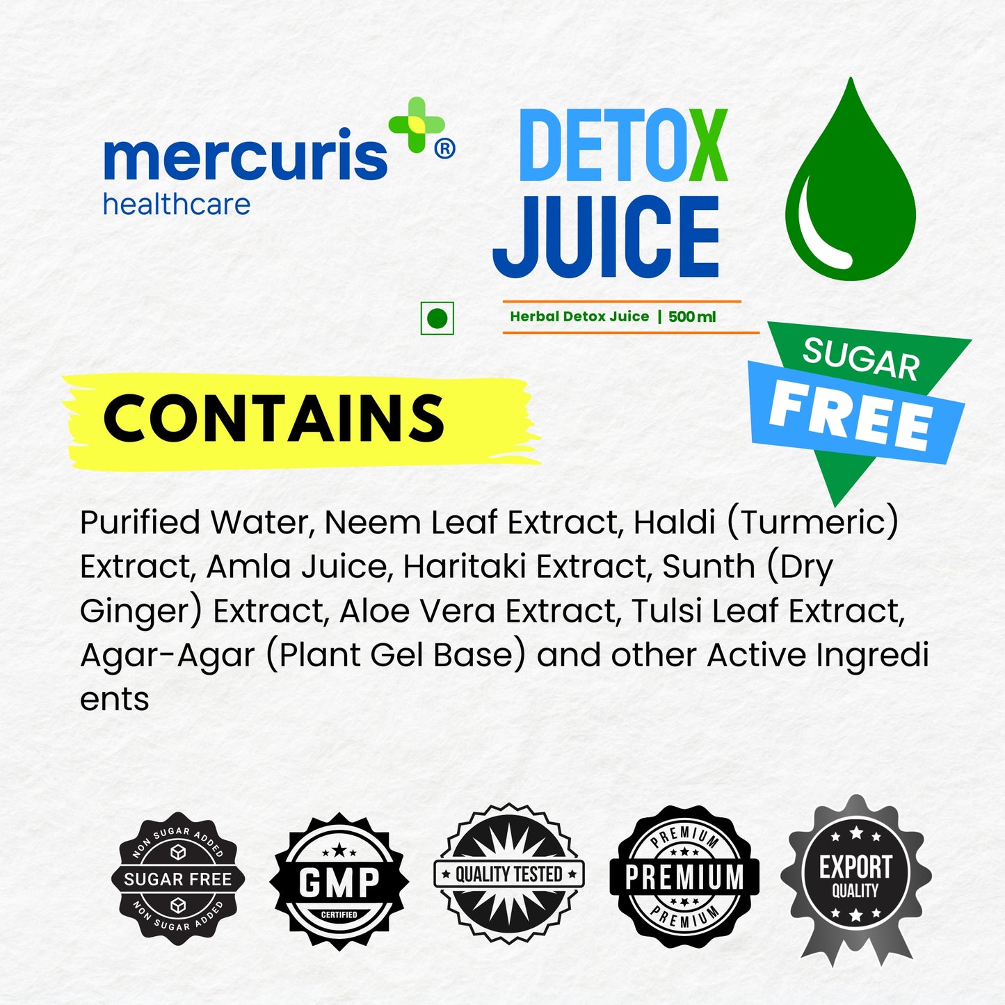 Mercuris Herbal Detox Juice - Wellness Juice Natural Flavour (500 ml)