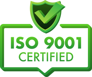 ISO 9001 Certified badge, icon. Certification stamp. Flat de